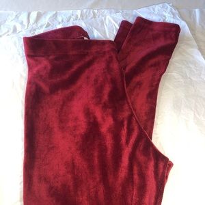 Red velvet corduroy leggings